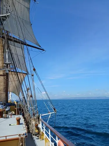 View from Morgenster’s deck as Belle-Île comes into view