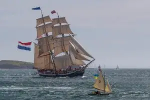 Dutch tall ship Morgenster at the start of the race in Le Havre