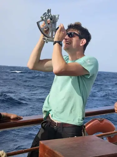Sextant training navigation Morgenster Atlantic crossing