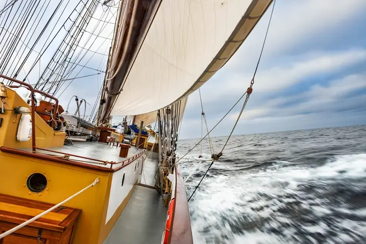 Tall Ship Morgenster racing under sail during the Tall Ships Races 2025 off England
