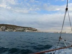 View of The Needles from Tall Ship Morgenster near the Isle of Wight