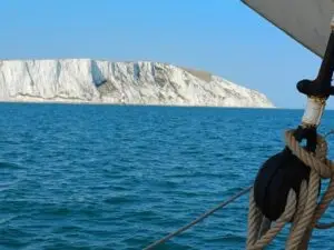 White cliffs along the English coast seen from Tall Ship Morgenster